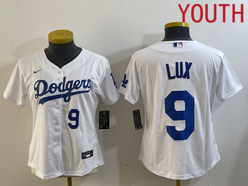 Youth Los Angeles Dodgers 9 Lux White Game 2024 Nike MLB Jersey style 4